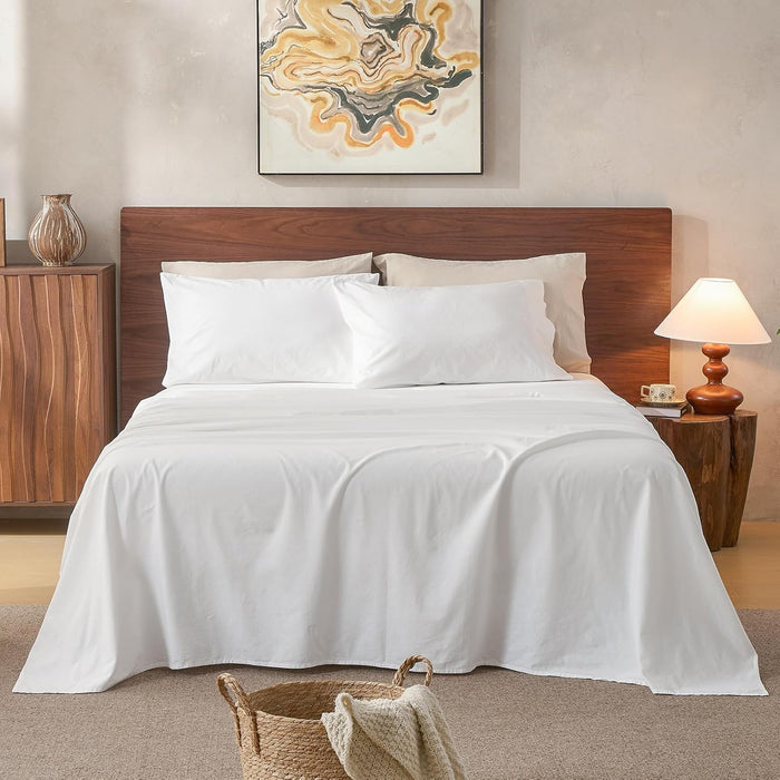 100% Linen Sheet Set Queen Size Extra Deep Pocket Fits 18-24 Inch Mattress, Breathable & Soft, Smooth 4-Piece Set for Thick Mattresses Hotel Luxury Bedding（Queen, Dark Grey）