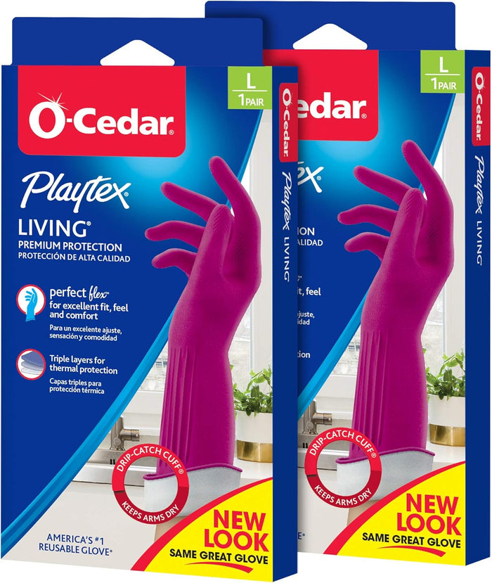 Playtex Living Reuseable Rubber Cleaning Gloves (Large, 72 Pairs), Premium Protection Reusable Household Gloves