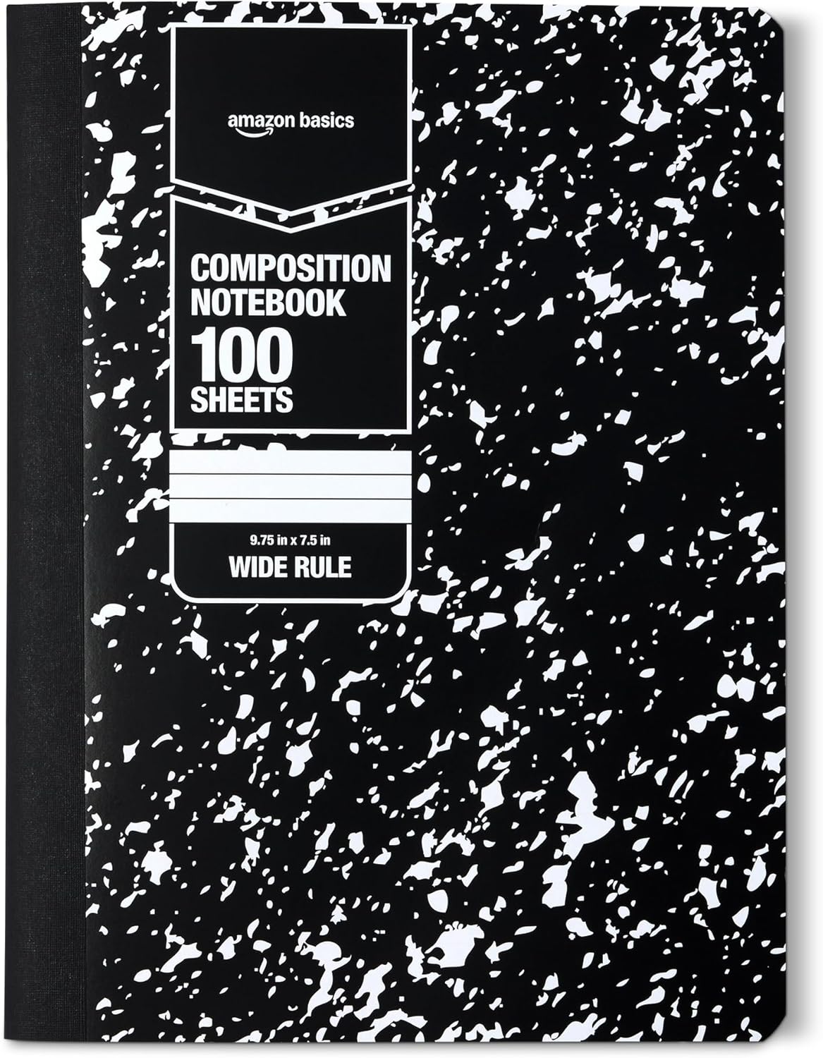 Amazon Basics Composition Notebook, Wide Ruled, 100 Sheets, 4 pack, Assorted Marble Colors
