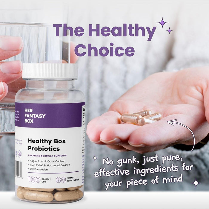 Her Fantasy Box | Healthy Box | Vaginal Probiotics for Women – Prebiotics + Advanced Lactobacillus Blend – Hormonal Balance, PMS Relief – Feminine Health Support with Cranberry & D-Mannose