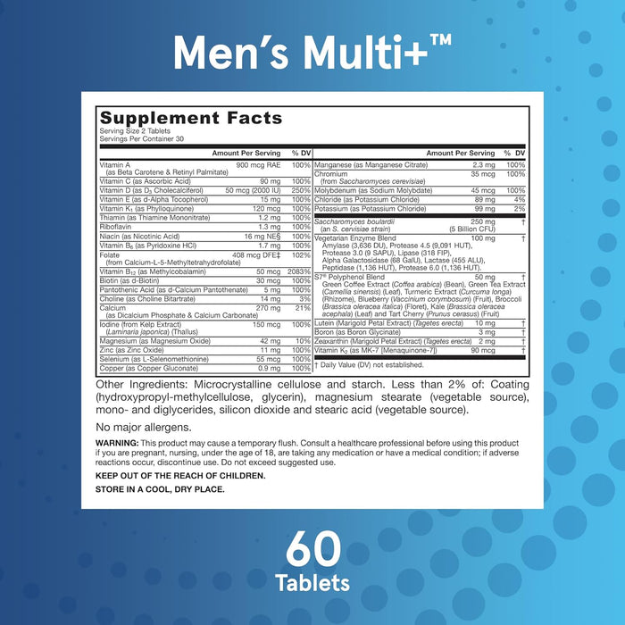 Jarrow Formulas Men's Multi+ Multivitamins, Multivitamin for Men, 60 Tablets, 30 Day Supply
