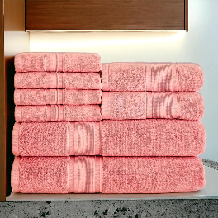Luzia 8 Piece Bathroom Towel Set - 100% Turkish Cotton, Premium Quality - 2 Bath Towels 2 Hand Towels and 4 Washcloths (Lavender/Purple)