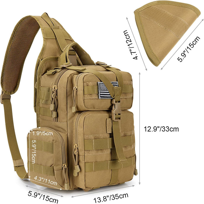 G4Free Large Tactical EDC Sling Bag Backpack, Military Molle Bag Single Strap Shoulder Backpack for Men