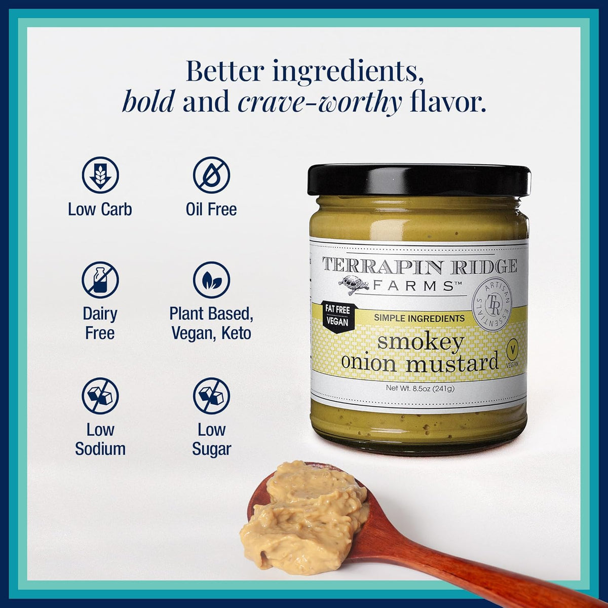 Terrapin Ridge Farms Smokey Onion Mustard – Gourmet Mustard for Burgers, Brats, Sandwiches & More – 8.5 oz Jar