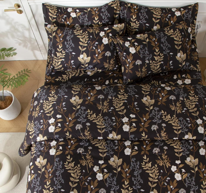 SDY 7PCS Dark Floral Comforter and Sheet Set Full Size, Black Flower Bedding Set for Girl/Women Gift Includes 1*Comforter,1* Flat Sheet, 1*Fitted Sheet,2*Pillowcases and 2*PillowcaseShams