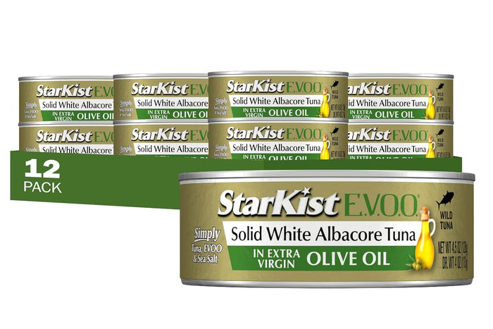 StarKist E.V.O.O. Solid Yellowfin Tuna with Roasted Garlic and Extra Virgin Olive Oil, 4.5 Ounce (Pack of 12)