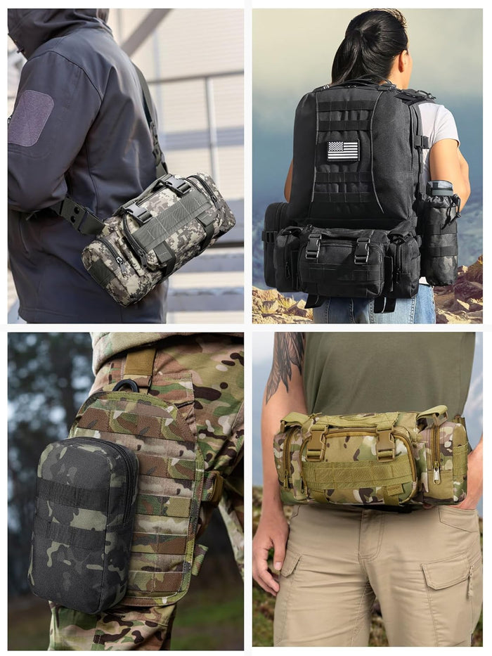 NOOLA 60L Military Tactical Backpack for Men Army 3 Day Assault Pack Large Camping Detachable Rucksack with Bottle Holder