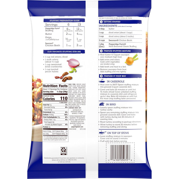 Pepperidge Farm Herb Seasoned Classic Stuffing, 12 oz. Bag