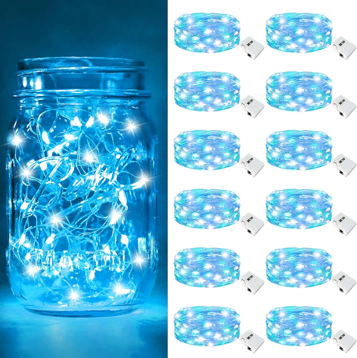 btfarm 30 Pack Fairy Lights Battery Operated [3 Modes], 7ft 20 Led Twinkle Lights String Lights Waterproof Bulk Small Mini Silver Wire for Christmas Mason Jars Wedding Table Centerpiece, Warm White