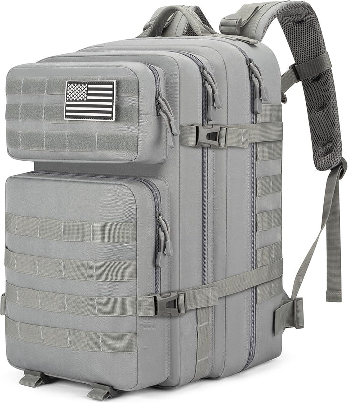 45L Large Gear Tactical Military Rucksack – Durable, Water Resistant, MOLLE Assault Pack for 3 Day Trips, Daily, for Men Women(Black)