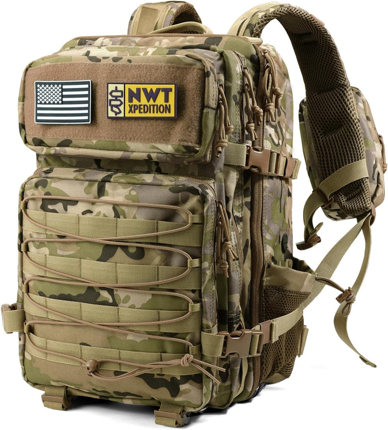 Military Tactical Backpack,Sturdy Work & Molle Laptops Rucksack,Army Pack for Hiking Camping Travel Fishing Gym,Green