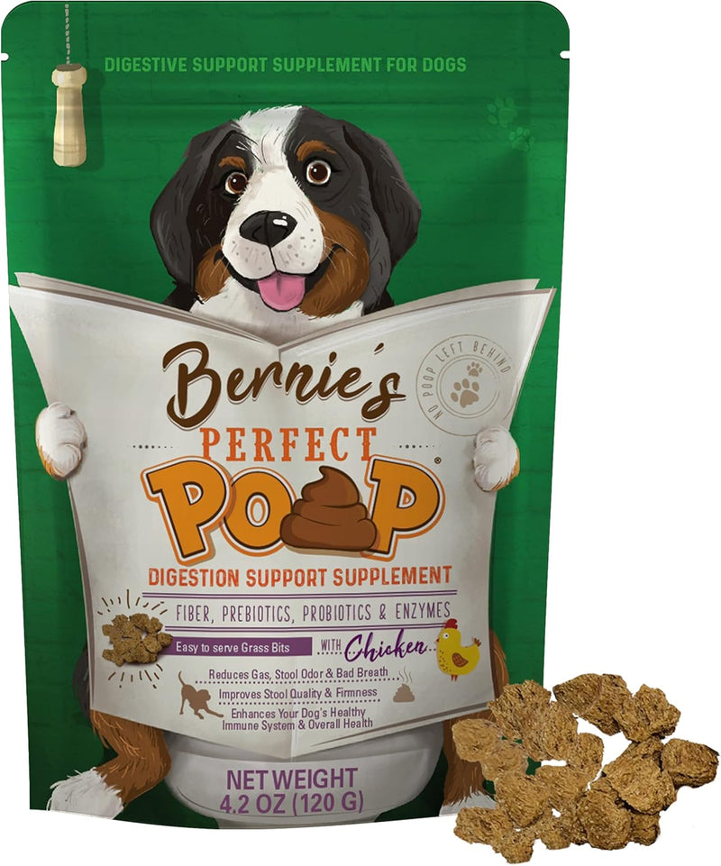 Perfect Poop Digestion & General Health Supplement for Dogs: Fiber, Prebiotics, Probiotics & Enzymes Relieve Digestive Conditions, Optimize Stool, and Improve Health (Chicken, 30.0 oz)