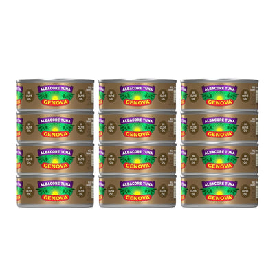 Genova Premium Albacore Tuna in Olive Oil, 5 Ounce Cans (Pack of 12), Wild Caught Canned Tuna, Solid White