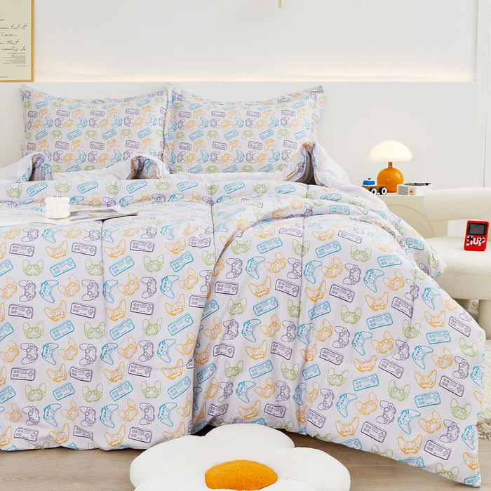 Viviland 5 Pieces Twin Pink Unicorn Comforter Set for Girls - Kids Brushed Microfiber Twin Bedding Set - Machine Washable Bed in A Bag with Soft Comforters, Sheet Set, Shams - Unicorn Love Heart
