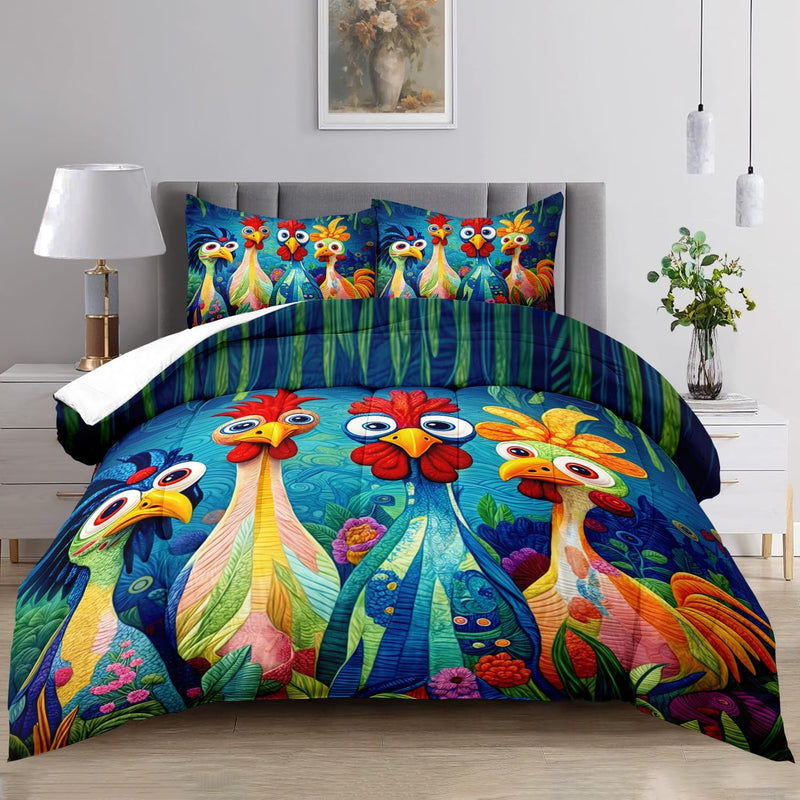 Raphus Cucullatus Dragon Comforter Set - Twin Size, Ancient Wild Animal Dragon Pattern Bedding for Boys