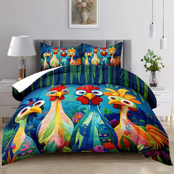 Raphus Cucullatus Dragon Comforter Set - Twin Size, Ancient Wild Animal Dragon Pattern Bedding for Boys