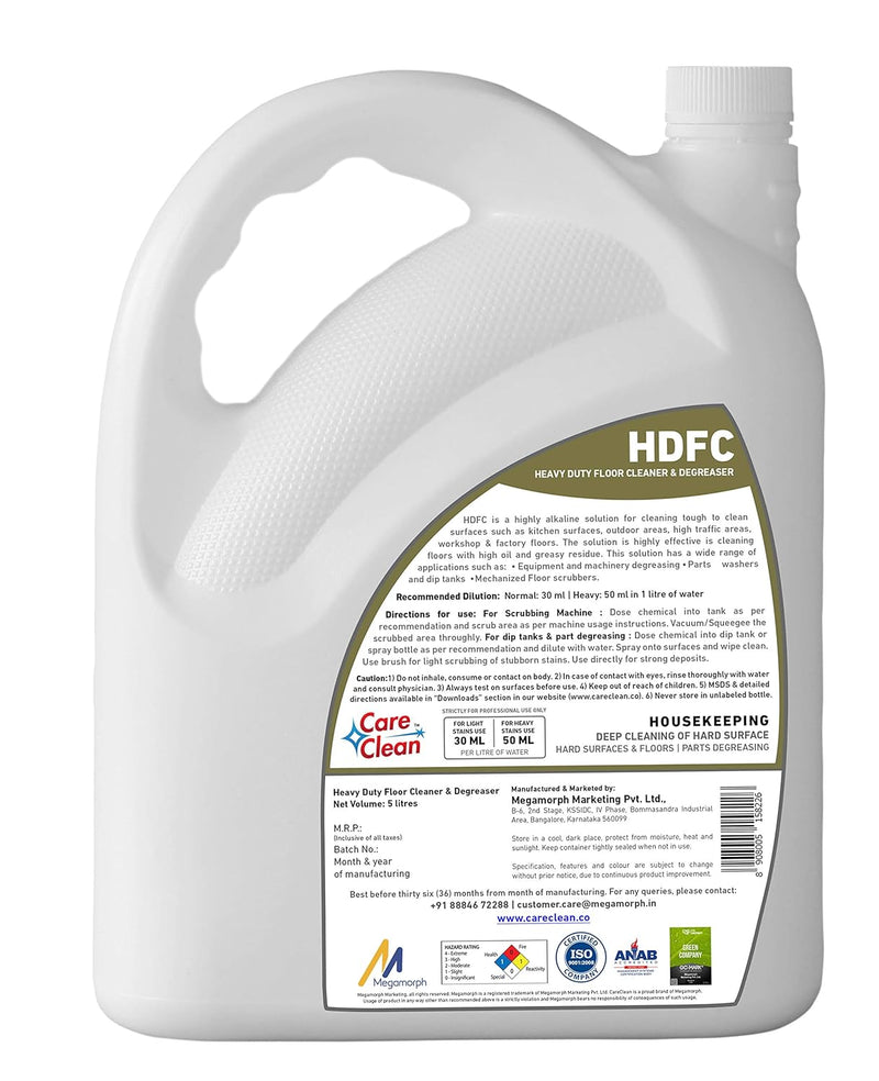 CareClean Heavy Duty Floor Cleaner – Highly Alkaline Liquid Degreaser for Tough Stains, Oil & Grease | Ideal for Kitchens, Factories & High-Traffic Areas | 5L