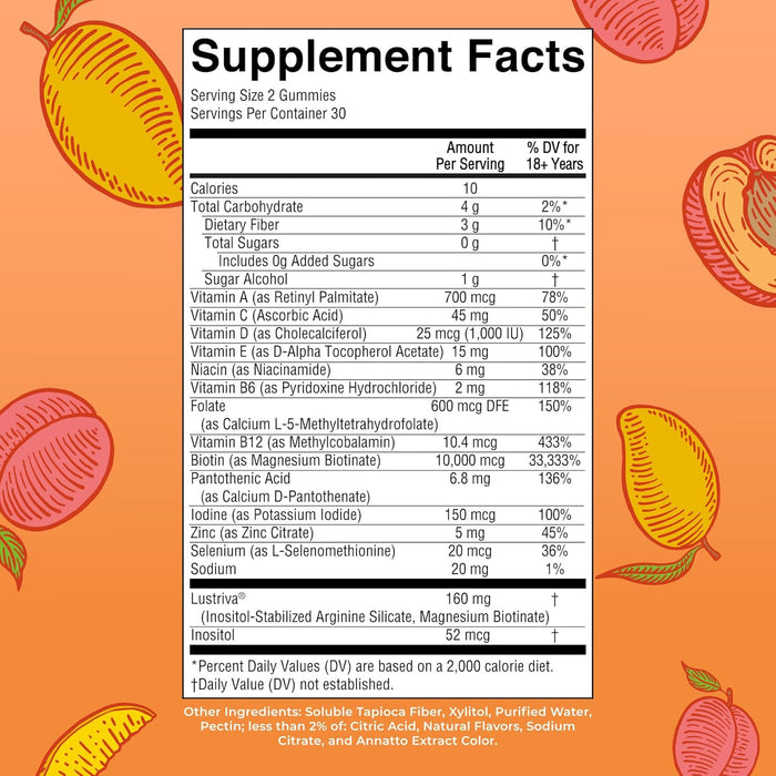 MaryRuth's Multivitamin + Hair Growth Gummies | with Lustriva® | Biotin 10000mcg | B Vitamins | Formulated for Thicker Hair, Wrinkles, Fine Lines, Skin Care | Ages 18+ | 30 Servings
