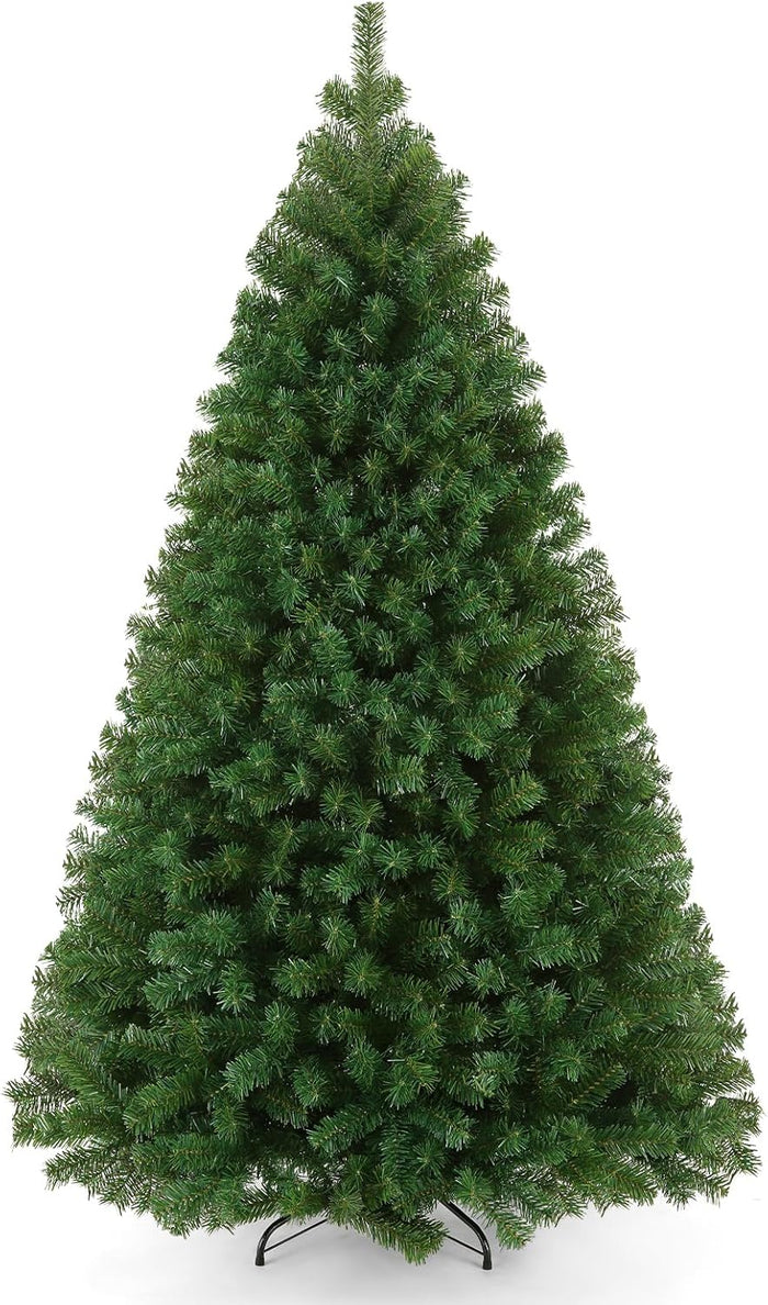 6FT Unlit Artificial Christmas Tree for Holiday Decoration, Premium Hinged Spruce Green Xmas Tree with 800 Branch Tips and Foldable Metal Stand for Home, Office, Party