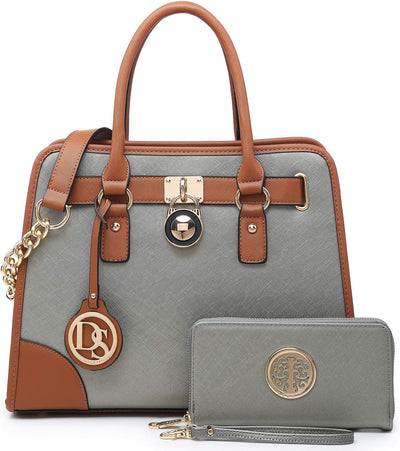 Dasein Women Handbags Top Handle Satchel Purse Shoulder Bag Hobo Bag Work Bag Set 2pcs