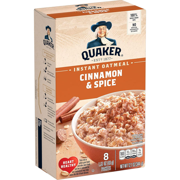 Quaker Steel Cut Quick 3-minute Oatmeal, Quick Steel Cut, Brown Sugar and Cinnamon, 13.5 oz, - 8 Count (Pack of 6) total- 48 count