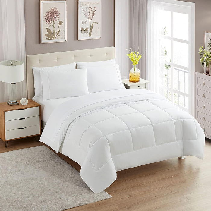Full Size Comforter Set with Sheets - 7-Piece Bedding Collection - 1 Comforter, 1 Fitted Sheet, 1 Flat, 4 Pillowcases - Deep Pocket - Soft & Premium Quality - Ideal for All Seasons, Navy Blue