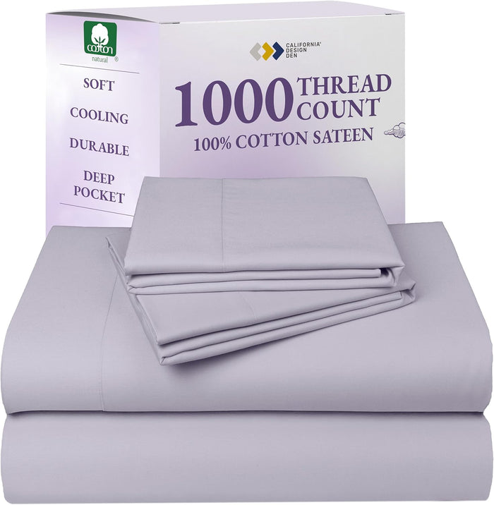 California Design Den Split King Sheets Sets for Adjustable Bed - Luxury 1000 Thread Count Sateen, Thick and Natural 100% Cotton Bed Sheets, Deep Pockets, Durable Bedding Set - White