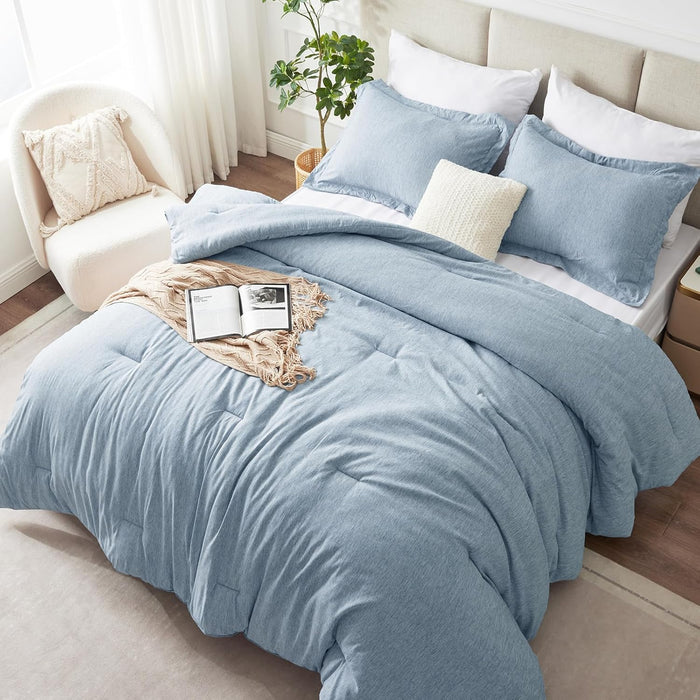 CozyLux King Size Comforter Set - 3 Pieces Beige Soft Luxury Cationic Dyeing Bedding Comforter for All Season, Breathable Lightweight Fluffy Boho Bed Sets with 1 Comforter and 2 Pillow Shams