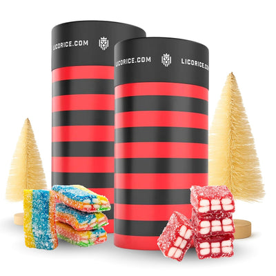 Licorice.com | Sweet & Sour Licorice Petite Bricks | Soft & Chewy Licorice | Rainbow & Strawberry | Blend of Fruity Undertones & Twirls of Tang | Pack of 2