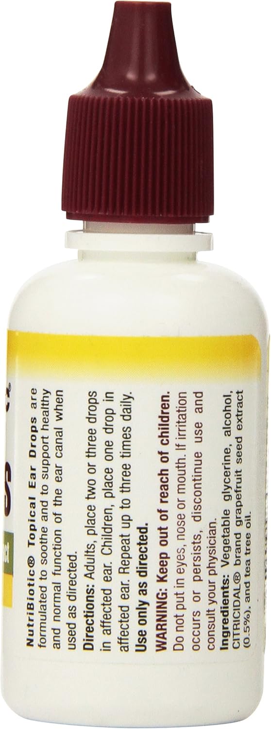 NutriBiotic – Ear Drops, 1 Fl Oz | Gentle & Soothing Ear Support with Grapefruit Seed Extract & Tea Tree Oil | Vegan | Non-Medicated | Made without GMOs & Gluten