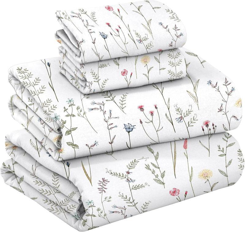 RUVANTI Flannel Sheets Full Size - GOTS Certified 100% Organic Cotton, 4 Piece Warm, Soft & Breathable Set, Deep Pocket Snug Fit, Double Brushed Cozy All Season Bedding, Reindeer Rush