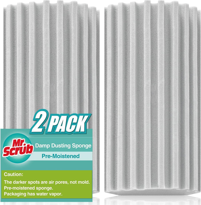 8 Pack Damp Dusting Sponge Duster, Grey Dust Cleaning Sponge, Reusable Household Cleaning Sponge Tool for Blinds, floorboards, Fan Blades, Vents, Glass, Railings, Mirrors