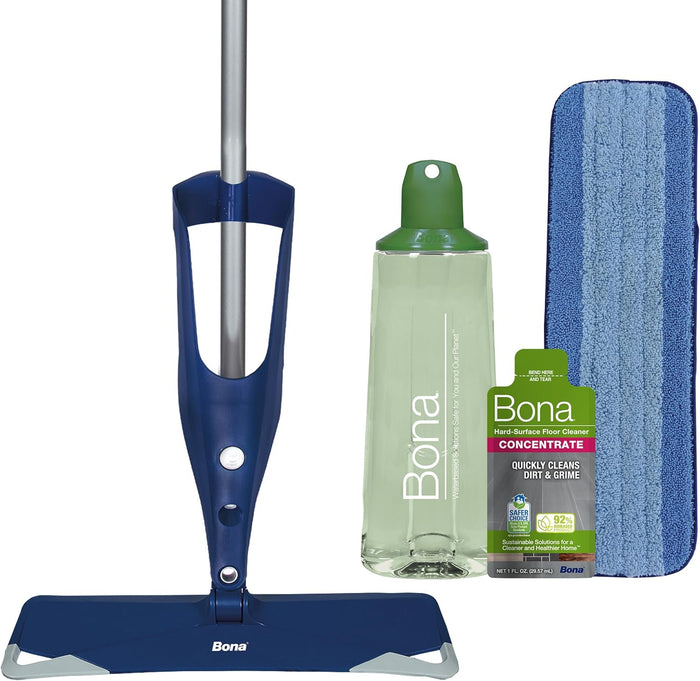 Bona Premium Multi-Surface Floor Spray Mop - Includes Multi-Surface Floor Cleaning Solution 34 fl oz and Machine Washable Microfiber Cleaning Pad - for Stone, Tile, Laminate, and Vinyl Floors