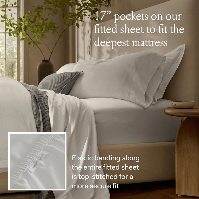 BOLL & BRANCH Percale Hemmed Sheet Set - Cooling Breathable Bed Sheets for Hot Sleepers - King + Standard, Pewter - Luxury 100% Organic Cotton - 1 Flat, 1 Fitted, 2 Standard Size Pillowcases