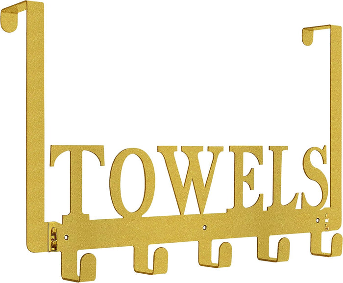 Over The Door Hooks - Towel Holder for Bathroom, Bedroom, Kitchen & Pool - Sandblasted Black Metal Wall Mount