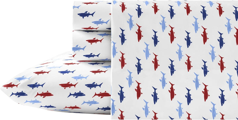 Nautica - Twin Size Sheet Set, Crisp & Tailored Cooling Sheets with a Smooth Cotton Percale Lightweight Feel - Bed Sheets with Matching Pillowcase & Fitted Sheet (Whale Stripe Blue)