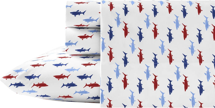 Nautica - Twin Size Sheet Set, Crisp & Tailored Cooling Sheets with a Smooth Cotton Percale Lightweight Feel - Bed Sheets with Matching Pillowcase & Fitted Sheet (Whale Stripe Blue)