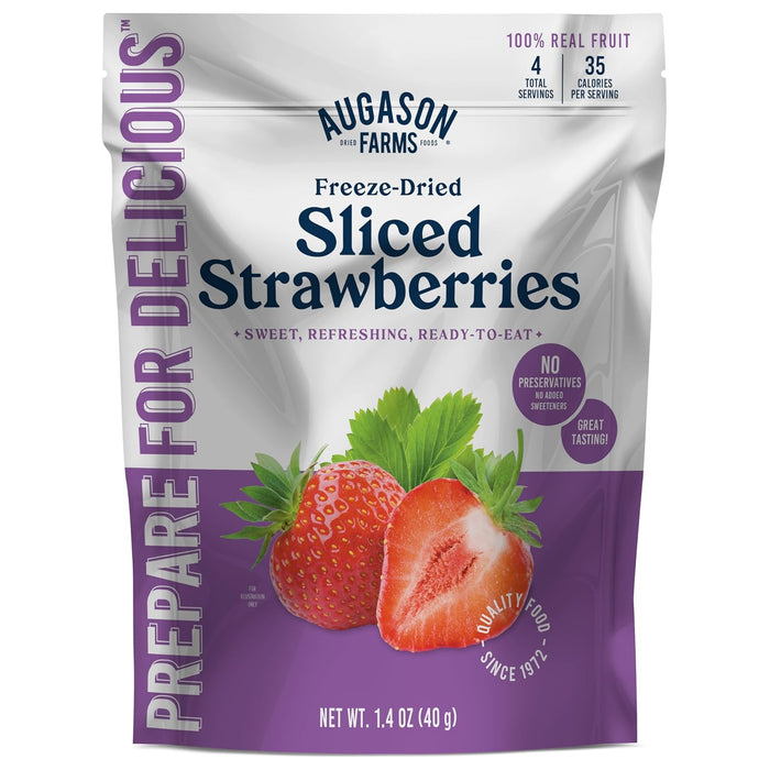 Augason Farms Freeze Dried Sliced Strawberries Can - Gluten Free Snack for Baking, Smoothies, and Emergency Storage - Healthy Individual Fruit Snacks – 6.5 Ounces (18 Servings)