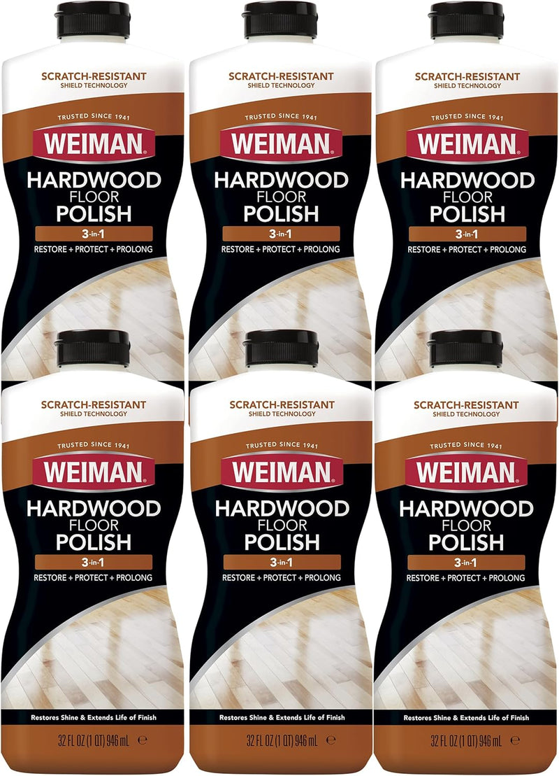 Weiman Wood Floor Polish and Restorer - 32 Ounce - High-Traffic Hardwood Floor, Natural Shine, Removes Scratches, Leaves Protective Layer, Packaging May Vary