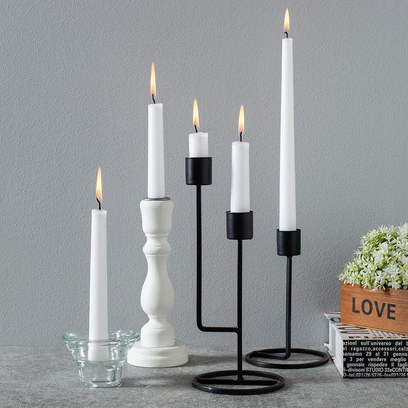 36 Pack White Taper Candles, 6-7 Hours Burn Time, Unscented and Smokeless, 4/5 x 10 Inch Dinner Candle Set for Household, Wedding, Party and Home Décor Candlesticks