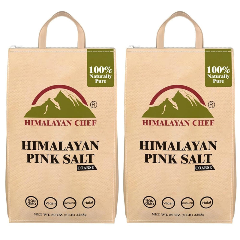 Himalayan Chef Pink Himalayan Salt Coarse Grain, 5 lbs Plastic Jar - Pure, Natural, Kosher, Mineral-Rich, Ideal for Grinder Refills, Cooking, Seasoning