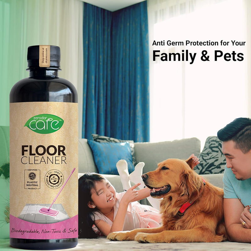 Zerodor Care Natural Floor Cleaner for Floor Tiles & Mirror | (400 ML) | Pet Safe Baby Safe Natural Enzyme based Plant Based Skin Friendly No toxic chemicals | Good for All Surfaces