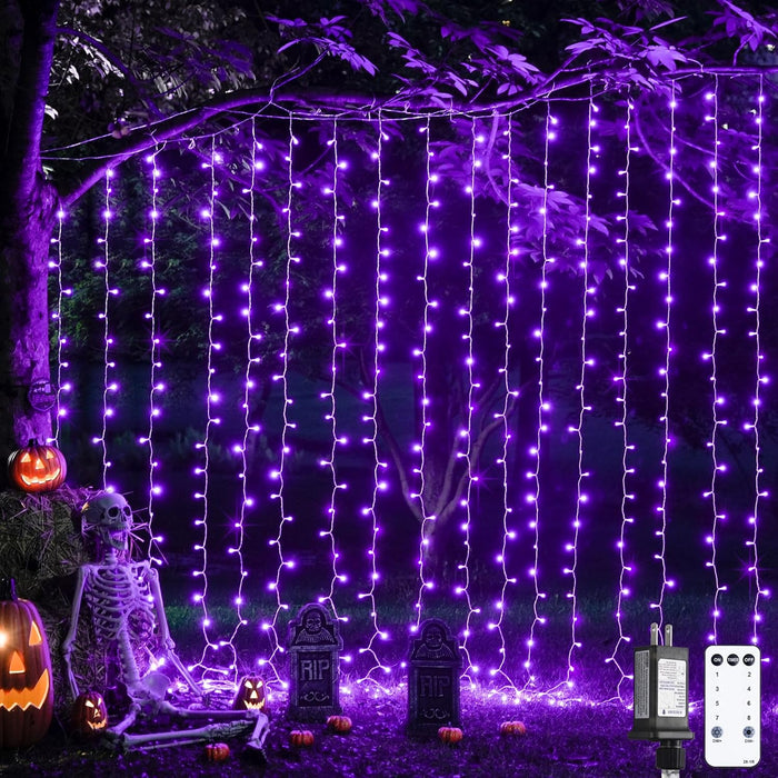 JMEXSUSS 300 LED Remote Control Curtain Lights, Plug in Fairy Curtain Lights Outdoor, Window Wall Hanging String Lights for Bedroom Backdrop Wedding Party Indoor Christmas Patio Dorm Decor, Warm White