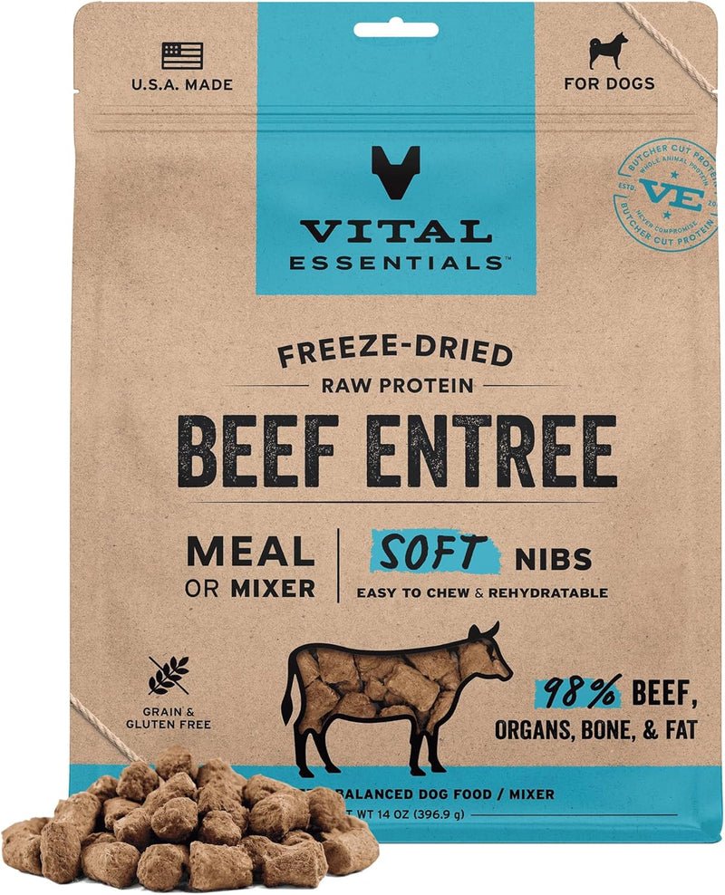 Vital Essentials Freeze-Dried Raw Duck Meal or Mixer Dog Food Soft Nibs | 99% Duck, Organs & Bone | 14 oz