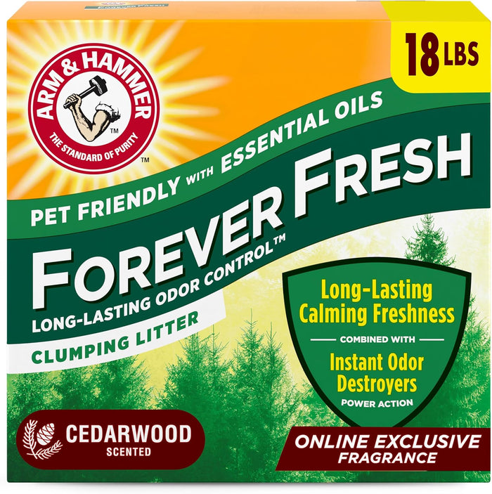 Arm & Hammer Forever Fresh Clumping Cat Litter Lavender, MultiCat Cat Litter Odor Control 18lb With 20% More Lavender Freshness, With Essential Oils