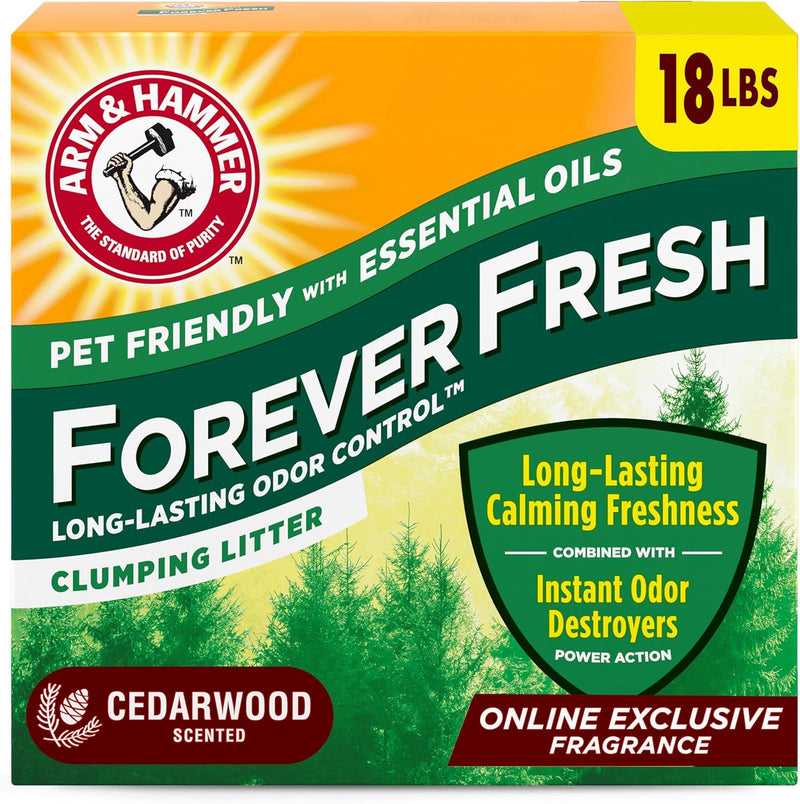 Arm & Hammer Forever Fresh Clumping Cat Litter Lavender, MultiCat Cat Litter Odor Control 18lb With 20% More Lavender Freshness, With Essential Oils