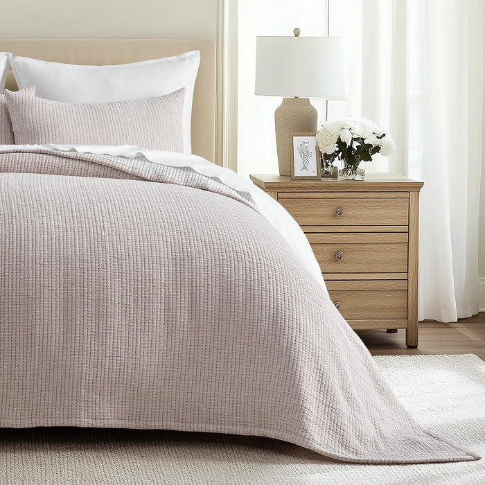 EVERGRACEHOME Cotton Gauze Full Queen Bedspread, Ultra Soft Prewashed Pick Stitch Matelassé Coverlet, Lightweight Oversized Queen Quilt Bedding Set for All Season, w/ 2 Shams, Terracotta Clay