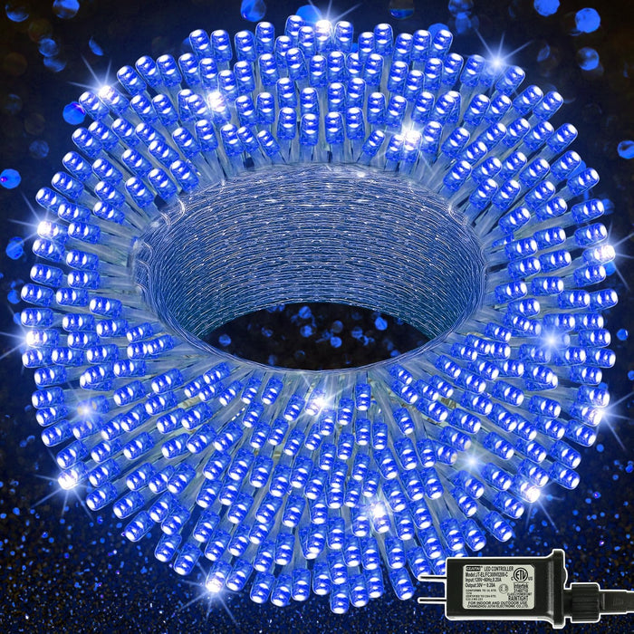 300 LED Halloween String Lights, 98.5FT with 8 Modes, Waterproof, Plug in for Indoor/Outdoor Party Decorations (Purple & Orange)