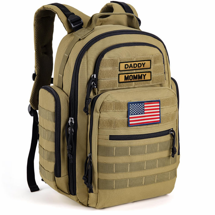 SHARKMOUTH Diaper Bag Backpack for Dad and Mom, Military Molle diaper Pack with Insulated Bottle Holders and Wipe Pocket