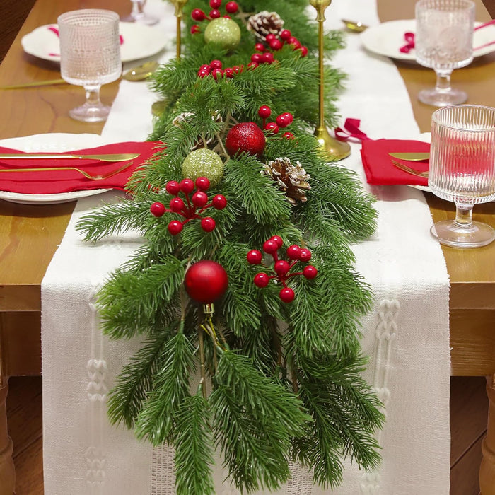 6.5Ft Christmas Norfolk Pine Garland, Real Touch Norfolk, Artificial Realistic for Holiday Mantel Fireplace Christmas Table Home Outdoor